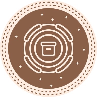 Merkezde eşmerkezli daireler ve bir kutu sembolü bulunan bir simge dairesel çerçeve içinde görüntülenir