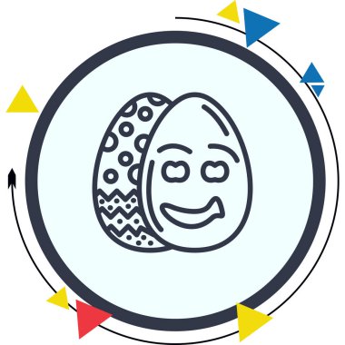 Neşeli bahar yumurtası ikonu. İki süslü Paskalya yumurtası, biri gülen yüzlü..