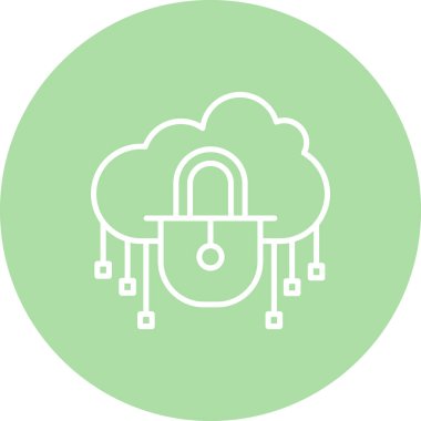 Uygulamalar veya web sayfaları için merkezi asma kilit ve bağlantı düğümlerine sahip bir bilgisayar güvenlik simgesi.