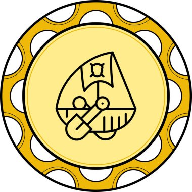 Bayrağı olan balıkçı teknesi, ağ simgesi