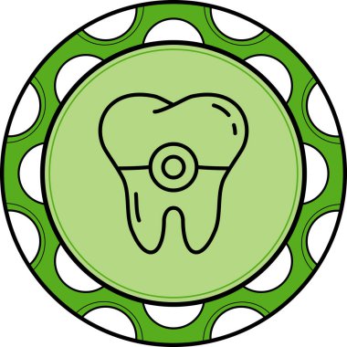 Ön yüzeye bağlı metal diş teli olan tek bir insan dişi ovaya dayanır.