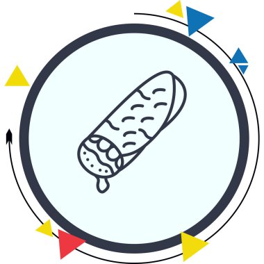 Burrito Satır Simgesi, Beyaz Arkaplanda Basit Görüntü 