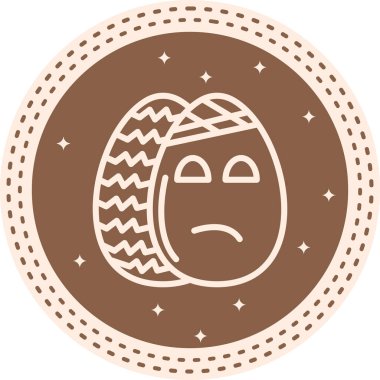 Hasta bahar yumurtası ikonu. İki süslü Paskalya yumurtası, biri kafa bandajı ve üzgün surat takıyor, uygulama için iyi..