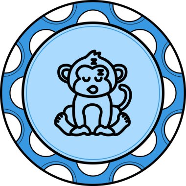 Çizgi Maymun Çizgisi Simgesi, Beyaz Arkaplanda Yaratıcı İllüstrasyon