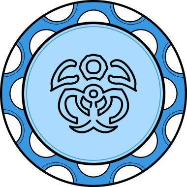 Dairesel tasarımda biyolojik tehlike uyarısı tasvir eden sembol.