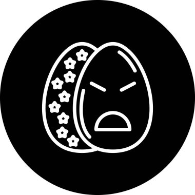 Paskalya Yumurta Çizgisi Simgesi, Düz Emoji, Basit Resimler Beyaz Arkaplanda İzole Edildi