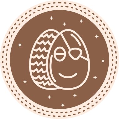 Biri zigzag desenli diğeri de korsan göz bandı ve gülen yüzlü iki Paskalya yumurtası..