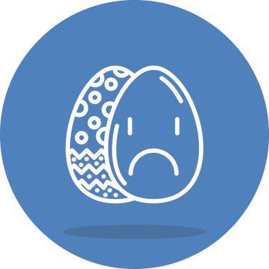 Paskalya Yumurta Çizgisi Simgesi, Düz Emoji, Basit Resimler Beyaz Arkaplanda İzole Edildi
