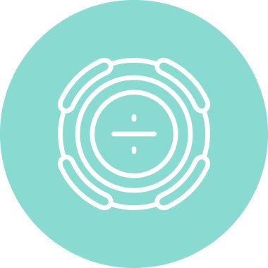 Beyaz çizgi bölünme sembolü dekoratif yıldızlarla dairesel geometrik sınırda yer alır