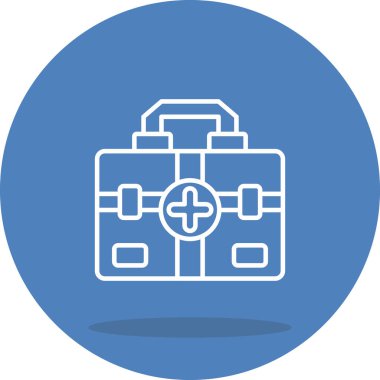 Haç simgesi olan bir ilk yardım çantasının çizimi..