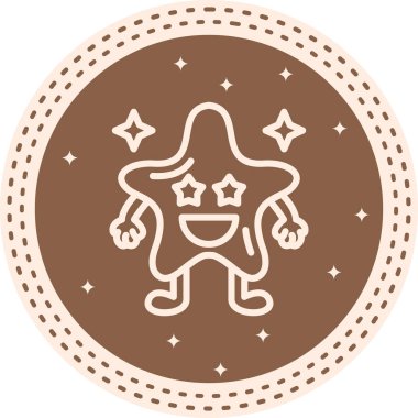 Yıldız Şeklinde Emoji Çizgisi Simgesi, Beyaz Arkaplanda İzole Edilmiş Basit Resimler