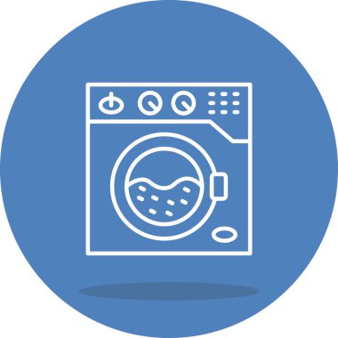 Çamaşır Makinesi Simgesi Basit düz illüstrasyon