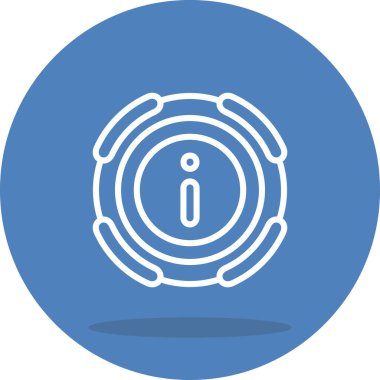 Nötr bir arkaplan üzerinde eşmerkezli daireler ve merkezi bir i sembolü içeren bu simge uygulamalar veya web sayfalarında kullanmak için uygundur.