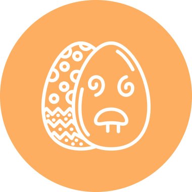 Paskalya Yumurta Çizgisi Simgesi, Düz Emoji, Basit Resimler Beyaz Arkaplanda İzole Edildi