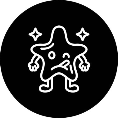 Yıldız Şeklinde Emoji Çizgisi Simgesi, Beyaz Arkaplanda İzole Edilmiş Basit Resimler