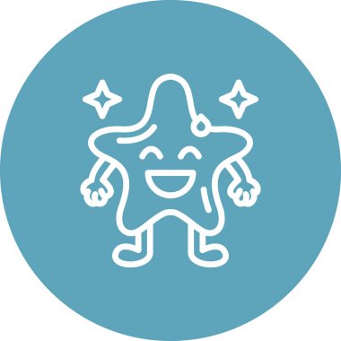 Yıldız Şeklinde Emoji Çizgisi Simgesi, Beyaz Arkaplanda İzole Edilmiş Basit Resimler