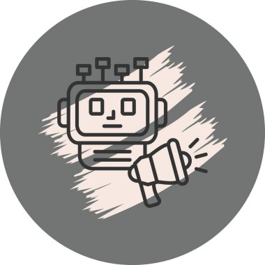 Bir megafon ve anten benzeri bağlantı düğümlerine sahip robot simgesi