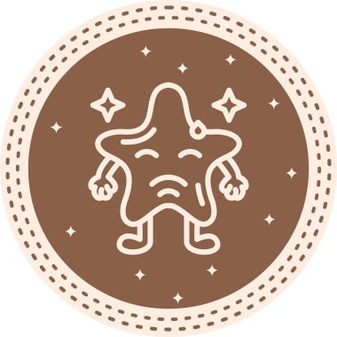 Yıldız Şeklinde Emoji Çizgisi Simgesi, Beyaz Arkaplanda İzole Edilmiş Basit Resimler