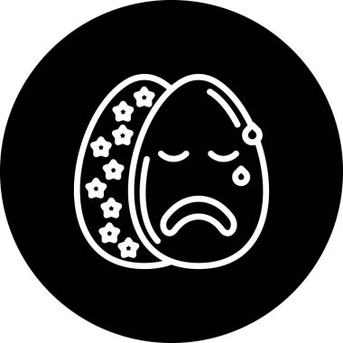 Paskalya Yumurta Çizgisi Simgesi, Düz Emoji, Basit Resimler Beyaz Arkaplanda İzole Edildi