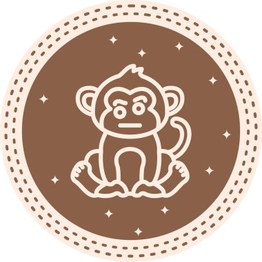 Çizgi Maymun Çizgisi Simgesi, Beyaz Arkaplanda Yaratıcı İllüstrasyon