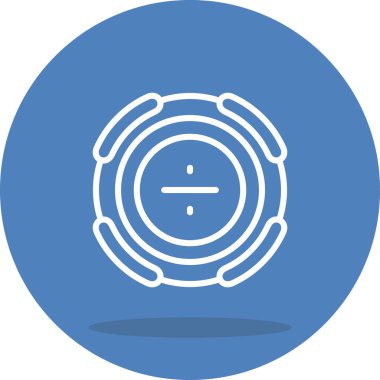 Beyaz çizgi bölünme sembolü dekoratif yıldızlarla dairesel geometrik sınırda yer alır