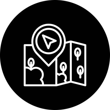 Yönlendirme ve konum grafikleri bir yön okunu gösteren konum broşlu katlanmış bir harita içerir.