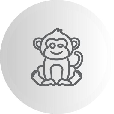 Çizgi Maymun Çizgisi Simgesi, Beyaz Arkaplanda Yaratıcı İllüstrasyon