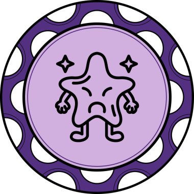 Yıldız Şeklinde Emoji Çizgisi Simgesi, Beyaz Arkaplanda İzole Edilmiş Basit Resimler