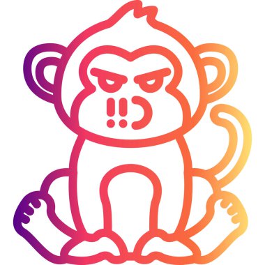 Çizgi Maymun Çizgisi Simgesi, Beyaz Arkaplanda Yaratıcı İllüstrasyon