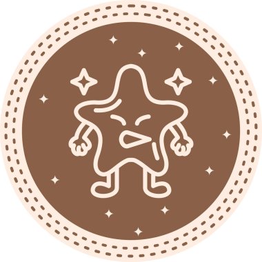 Yıldız Şeklinde Emoji Çizgisi Simgesi, Beyaz Arkaplanda İzole Edilmiş Basit Resimler