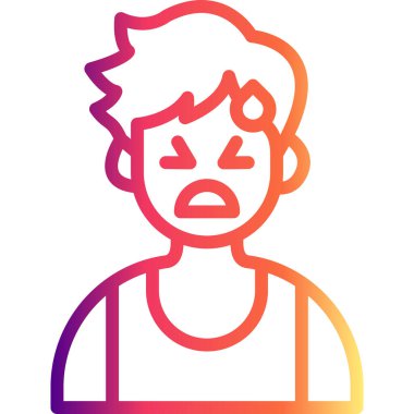 Üzgün Rahatlamış Çocuk Minimum Düz Vektör İllüstrasyonu