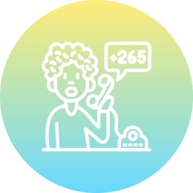 Uygulamalar veya web sayfaları için uygun sayısal bir kod gösteren bir konuşma baloncuğu ile bir telefon alıcısı tutan kişinin simgesi.