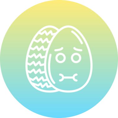 Paskalya Yumurta Çizgisi Simgesi, Düz Emoji, Basit Resimler Beyaz Arkaplanda İzole Edildi