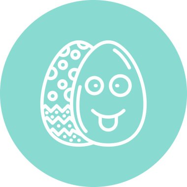 Paskalya Yumurta Çizgisi Simgesi, Düz Emoji, Basit Resimler Beyaz Arkaplanda İzole Edildi
