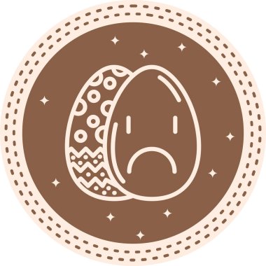 Paskalya Yumurta Çizgisi Simgesi, Düz Emoji, Basit Resimler Beyaz Arkaplanda İzole Edildi