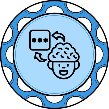 Beyni olan insan kafası simgesi, vektör çizimi basit tasarım