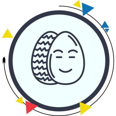 Paskalya Yumurta Çizgisi Simgesi, Düz Emoji, Basit Resimler Beyaz Arkaplanda İzole Edildi