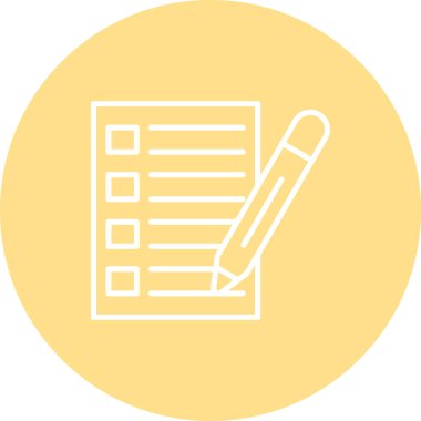 Beyaz arkaplana karşı dört boş kare kutu ve yatay çizgiler içeren kağıt kontrol listesine bir kalem yazar.