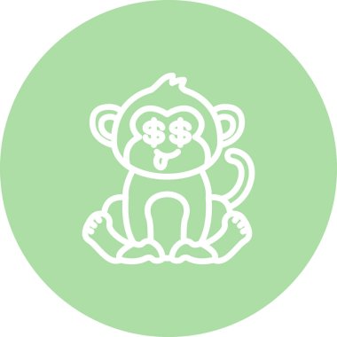 Çizgi Maymun Çizgisi Simgesi, Beyaz Arkaplanda Yaratıcı İllüstrasyon