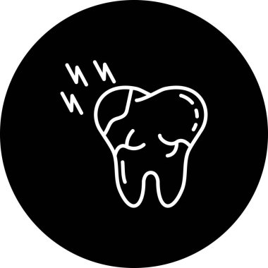 Çürümüş tek bir insan dişi. ikon diş boşluğunu ya da ağız sağlığı sorununu temsil eder.