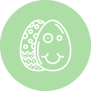 Paskalya Yumurta Çizgisi Simgesi, Düz Emoji, Basit Resimler Beyaz Arkaplanda İzole Edildi