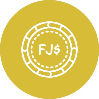 Fiji Dollar coin icon, national currency