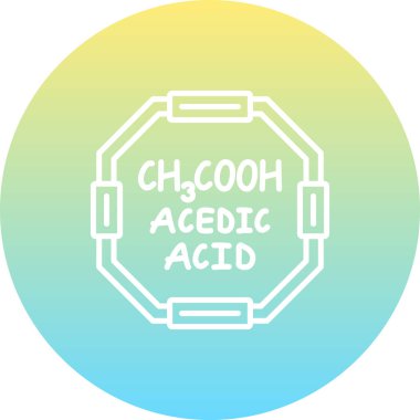 Acetic Asid molekülünün kimyasal yapısı, basit ağ simgesi