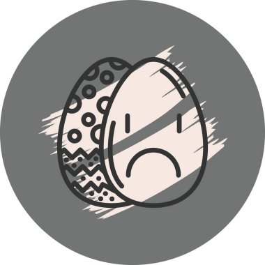 Paskalya Yumurta Çizgisi Simgesi, Düz Emoji, Basit Resimler Beyaz Arkaplanda İzole Edildi