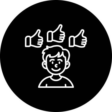 Sosyal medya geribildirim grafikleri, gözden geçirme uygulamaları veya topluluk web sayfaları için uygun başparmakları olan gülümseyen bir çocuğu gösteriyor.