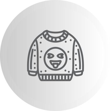 Emoji Satır Simgesi olan süveter, Beyaz Arkaplanda İzole Edilmiş Basit İllüstrasyon