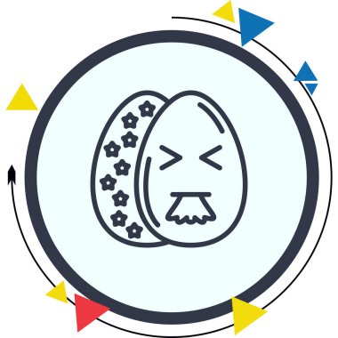 Paskalya Yumurta Çizgisi Simgesi, Düz Emoji, Basit Resimler Beyaz Arkaplanda İzole Edildi