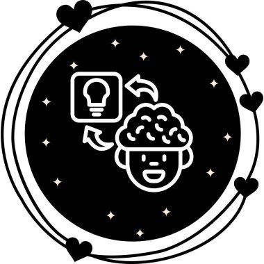 fikir konsepti için kişi ve ampul özet simgesi