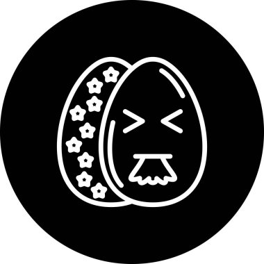 Paskalya Yumurta Çizgisi Simgesi, Düz Emoji, Basit Resimler Beyaz Arkaplanda İzole Edildi