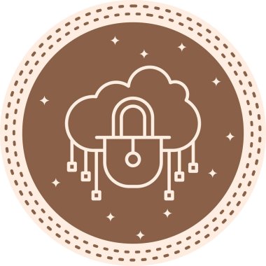 Uygulamalar veya web sayfaları için merkezi asma kilit ve bağlantı düğümlerine sahip bir bilgisayar güvenlik simgesi.